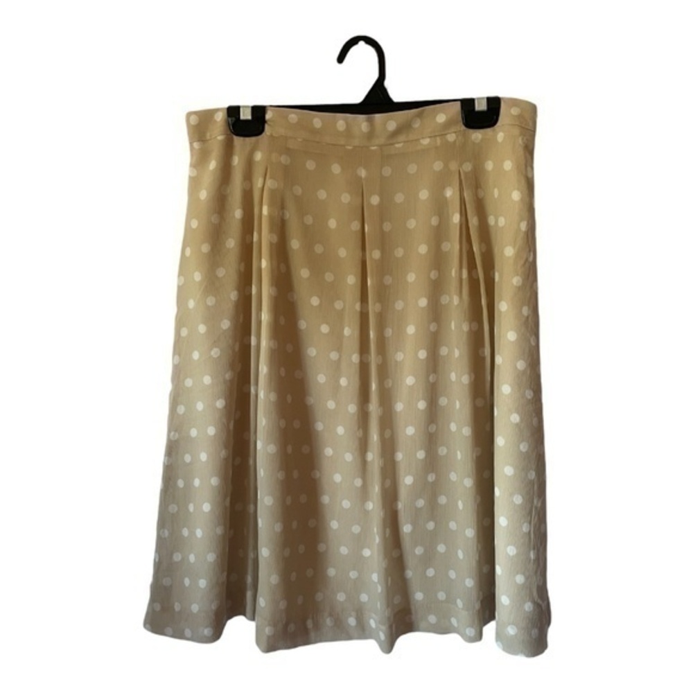 Ann Taylor Womens Beige Polka Dot Skirt Chiffon Lined Flared Size 12
